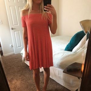 Striped off the shoulder dress